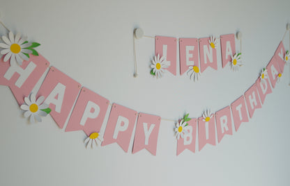 Girlande "Happy Birthday" Rosa – personalisierbar mit Namen