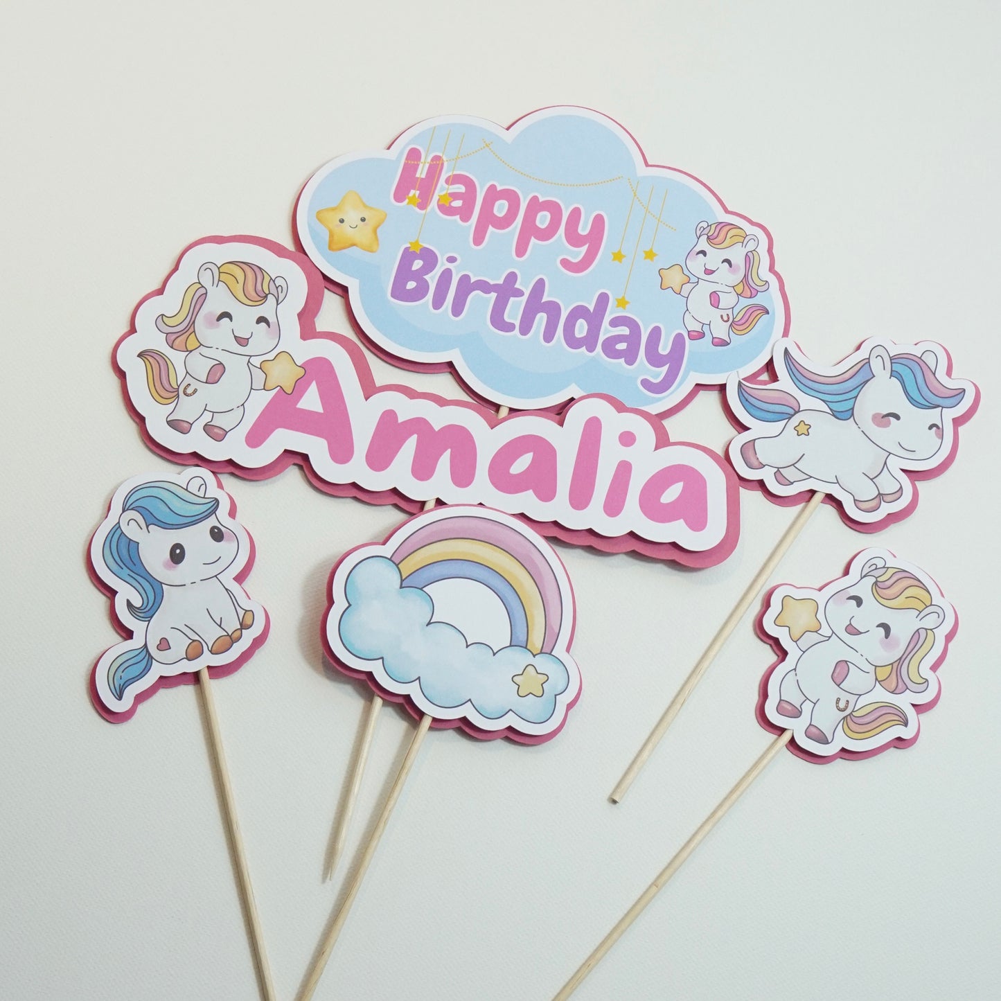 Kuchen Topper "Happy Birthday" Pony