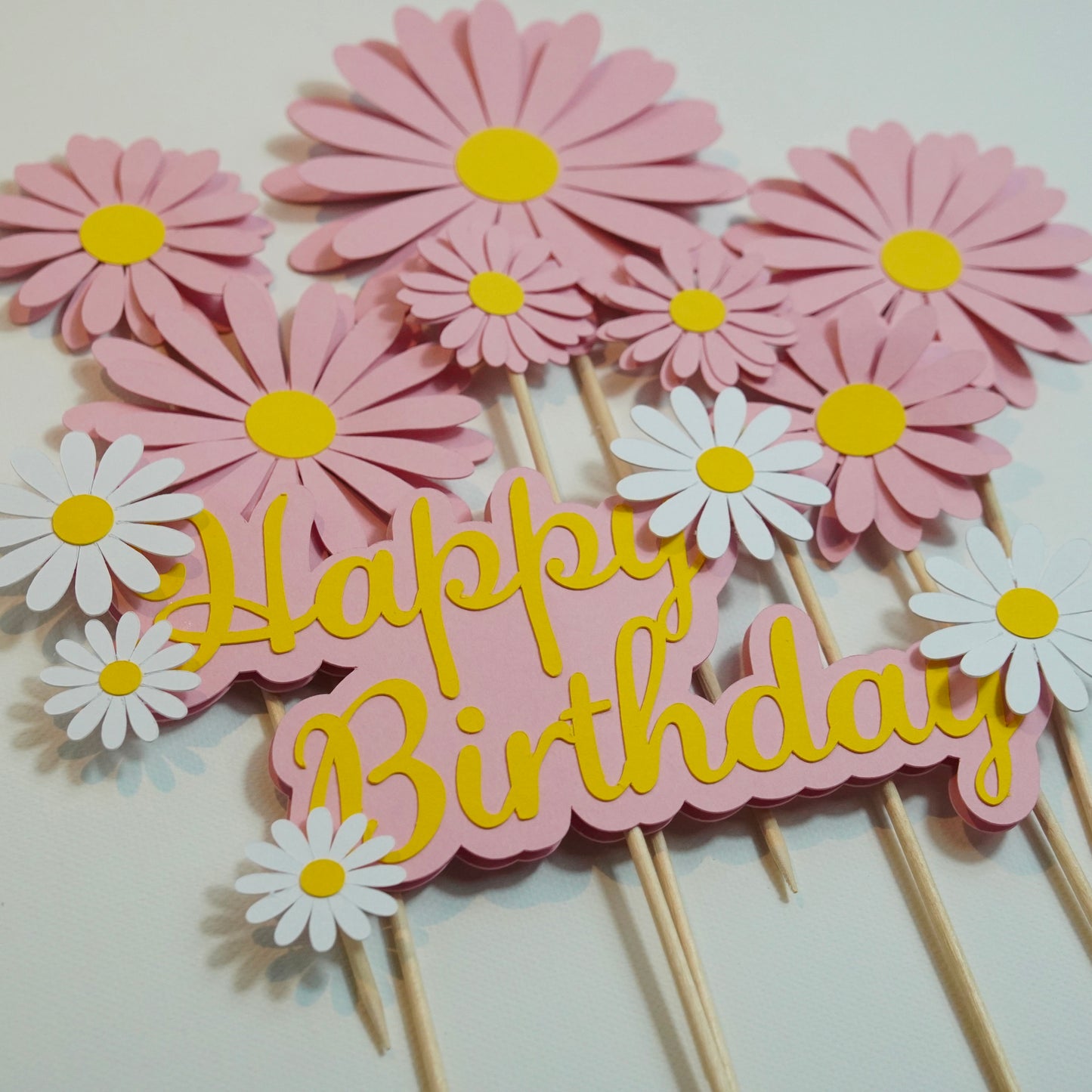 Kuchen Topper "Blumen" rosa