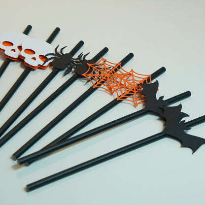 12 Strohhalme "Halloween" schwarz