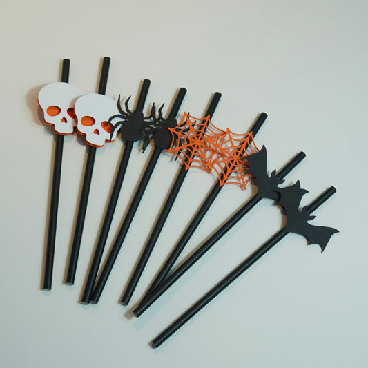 12 Strohhalme "Halloween" schwarz