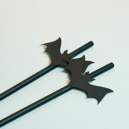 12 Strohhalme "Halloween" schwarz