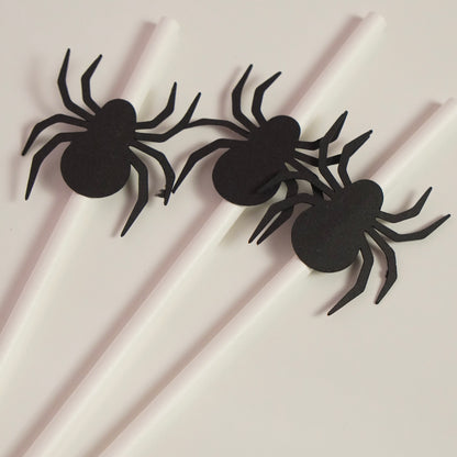12 Strohhalme "Halloween" weiß