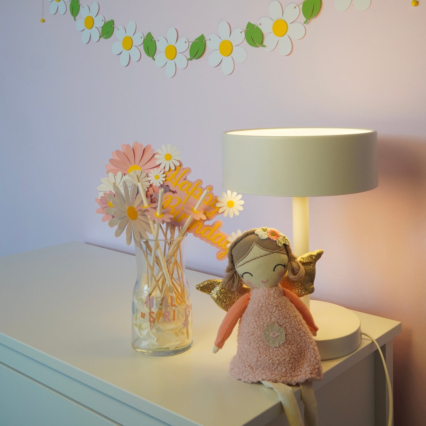 Girlande "Blumen" weiß