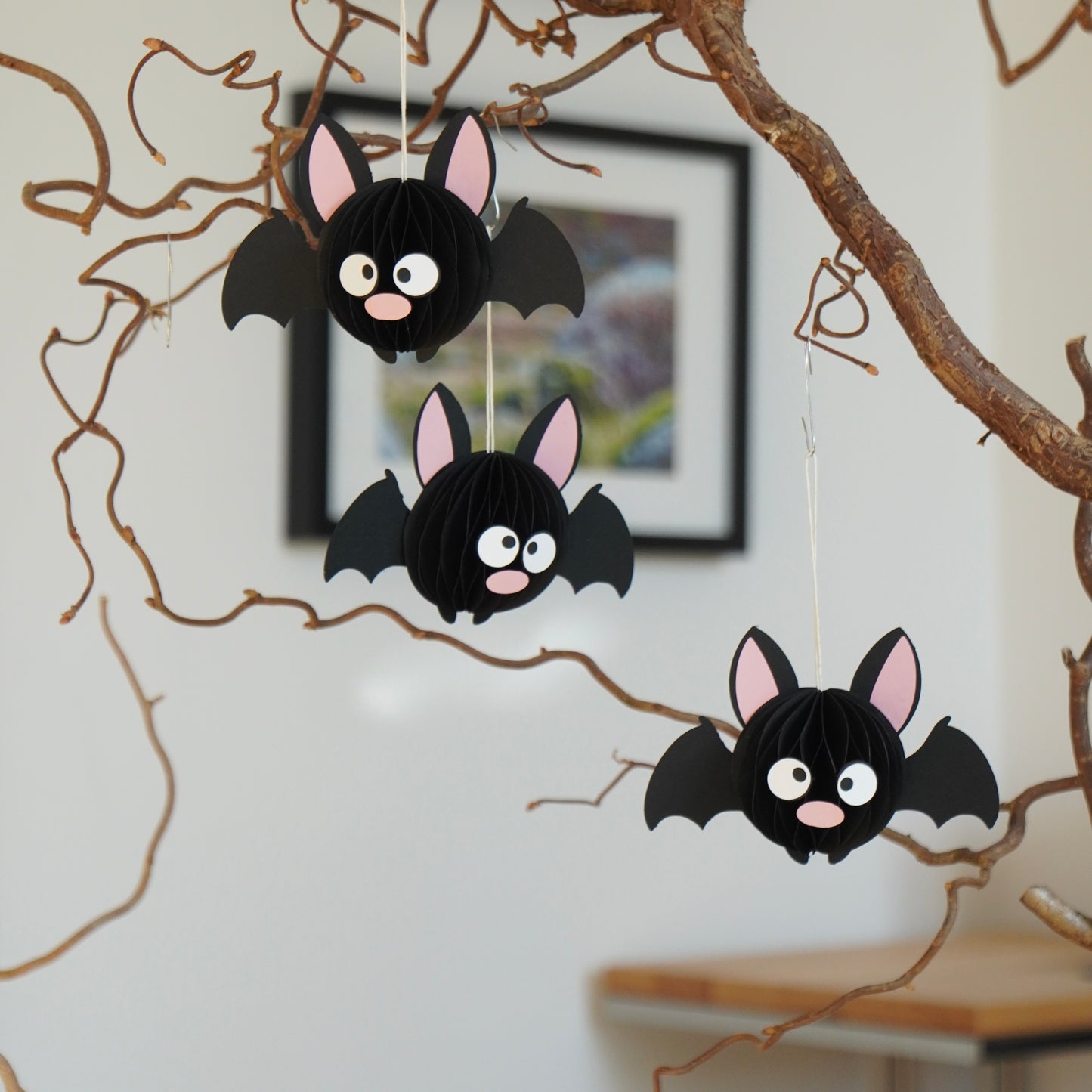 Wabenfigur Fledermaus im 2-er Set - schwarz