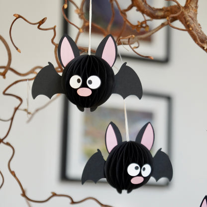 Wabenfigur Fledermaus im 2-er Set - schwarz