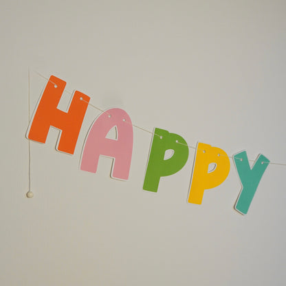 "Happy Birthday" Girlande in pastell