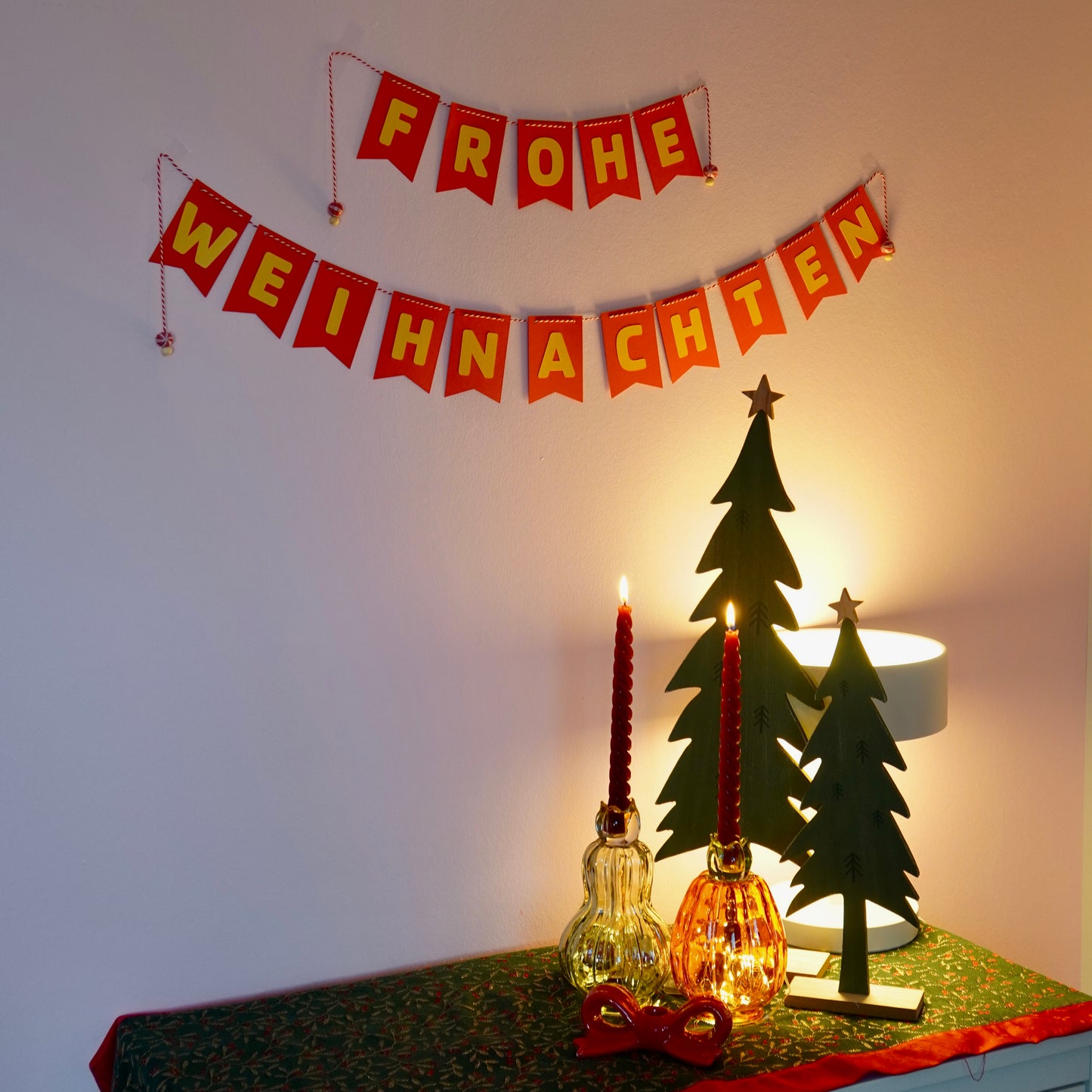 Girlande "Frohe Weihnachten" rot