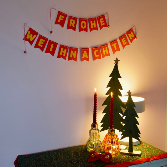 Girlande "Frohe Weihnachten" rot