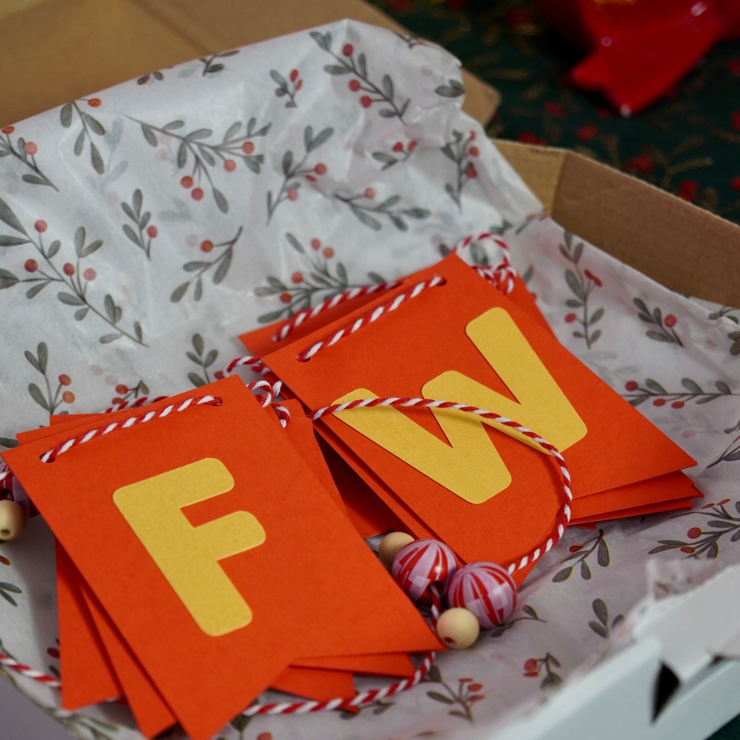 Girlande "Frohe Weihnachten" rot