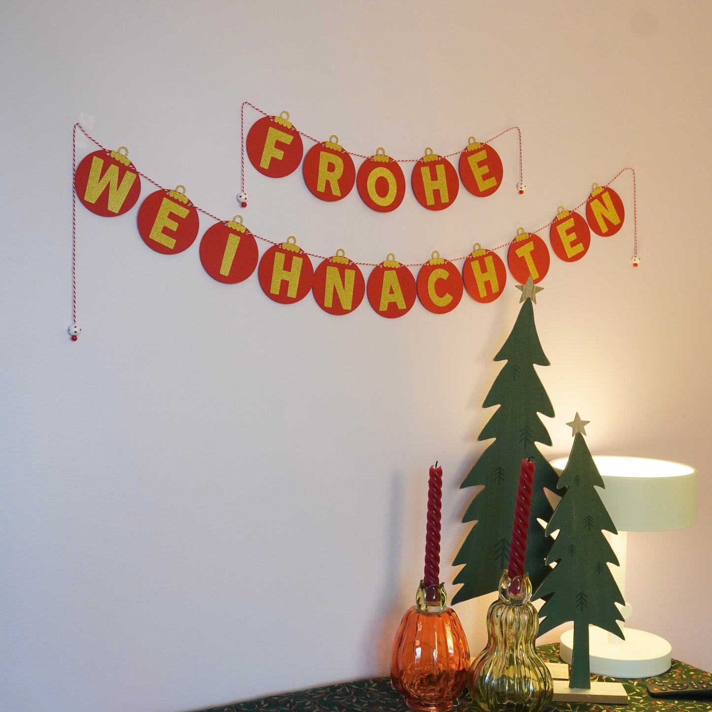 Girlande "frohe Weihnachten" in rot