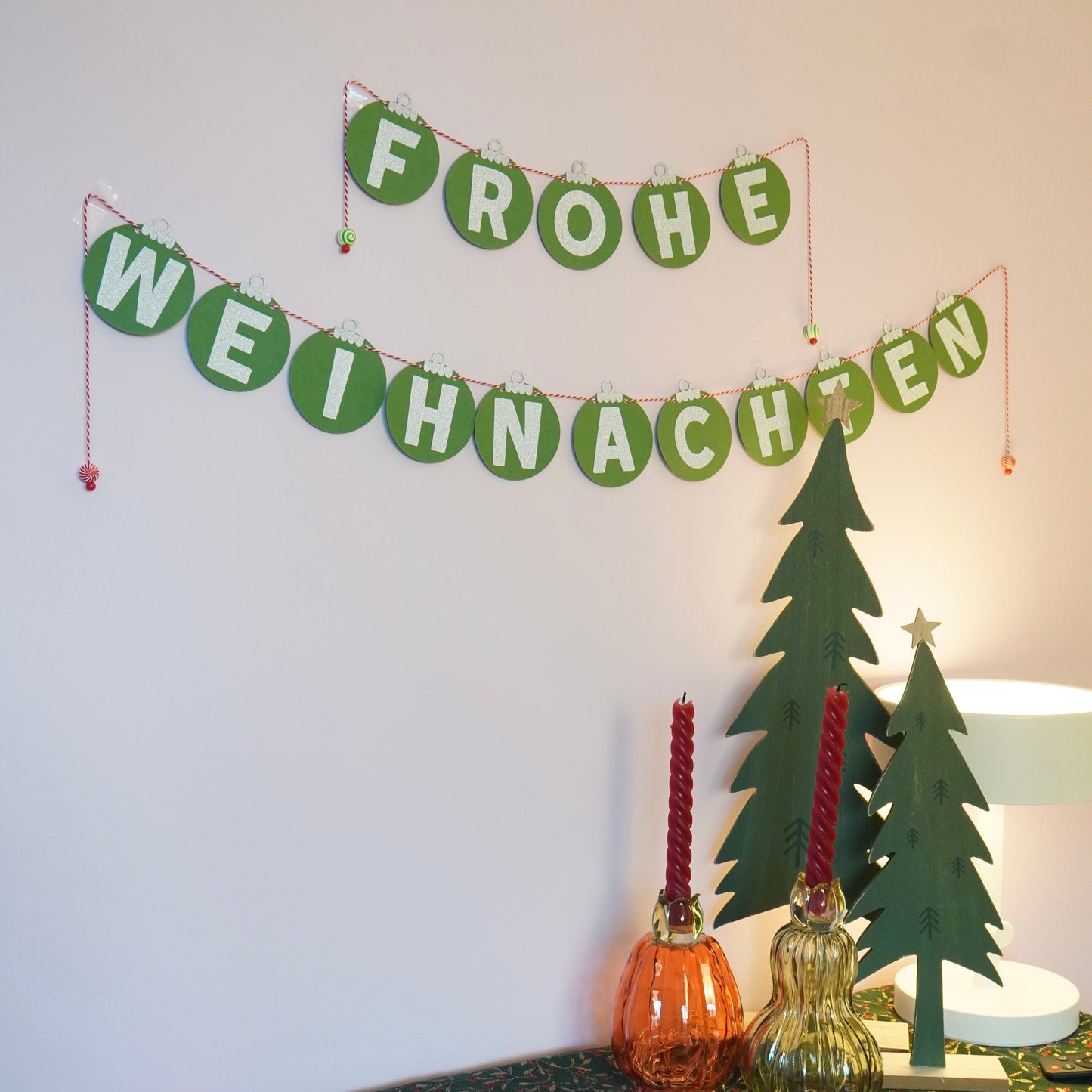 Girlande "Frohe Weihnachten" in Grün