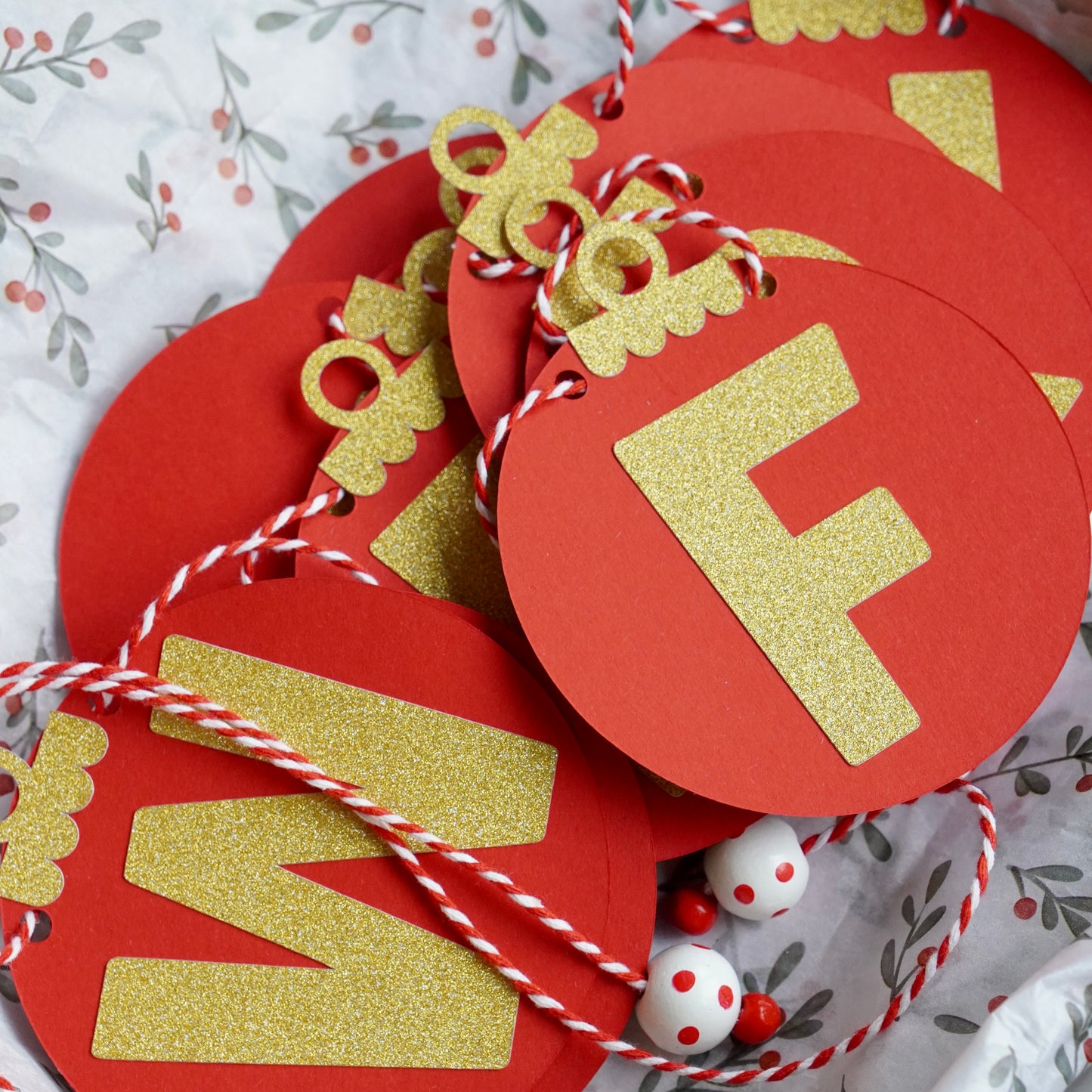 Girlande "frohe Weihnachten" in rot