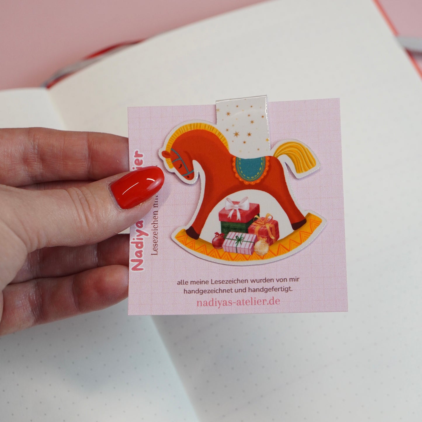 Lesezeichen mit Magnet "Schaukelpferd"