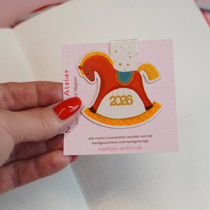 Lesezeichen mit Magnet "Schaukelpferd"