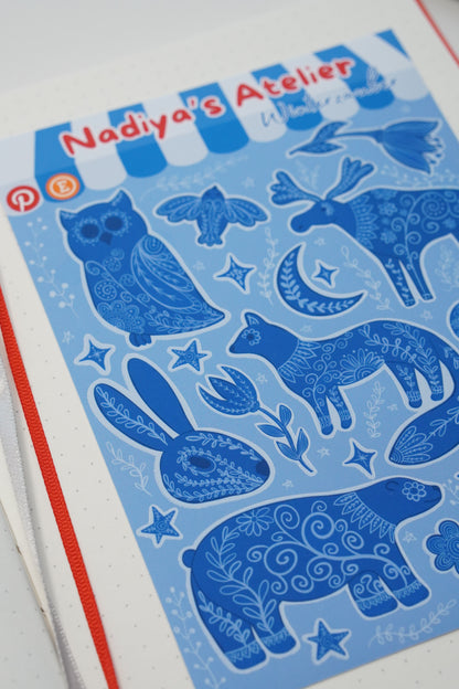Sticker Sheet "Winterzauber" –Tiersticker Folklore