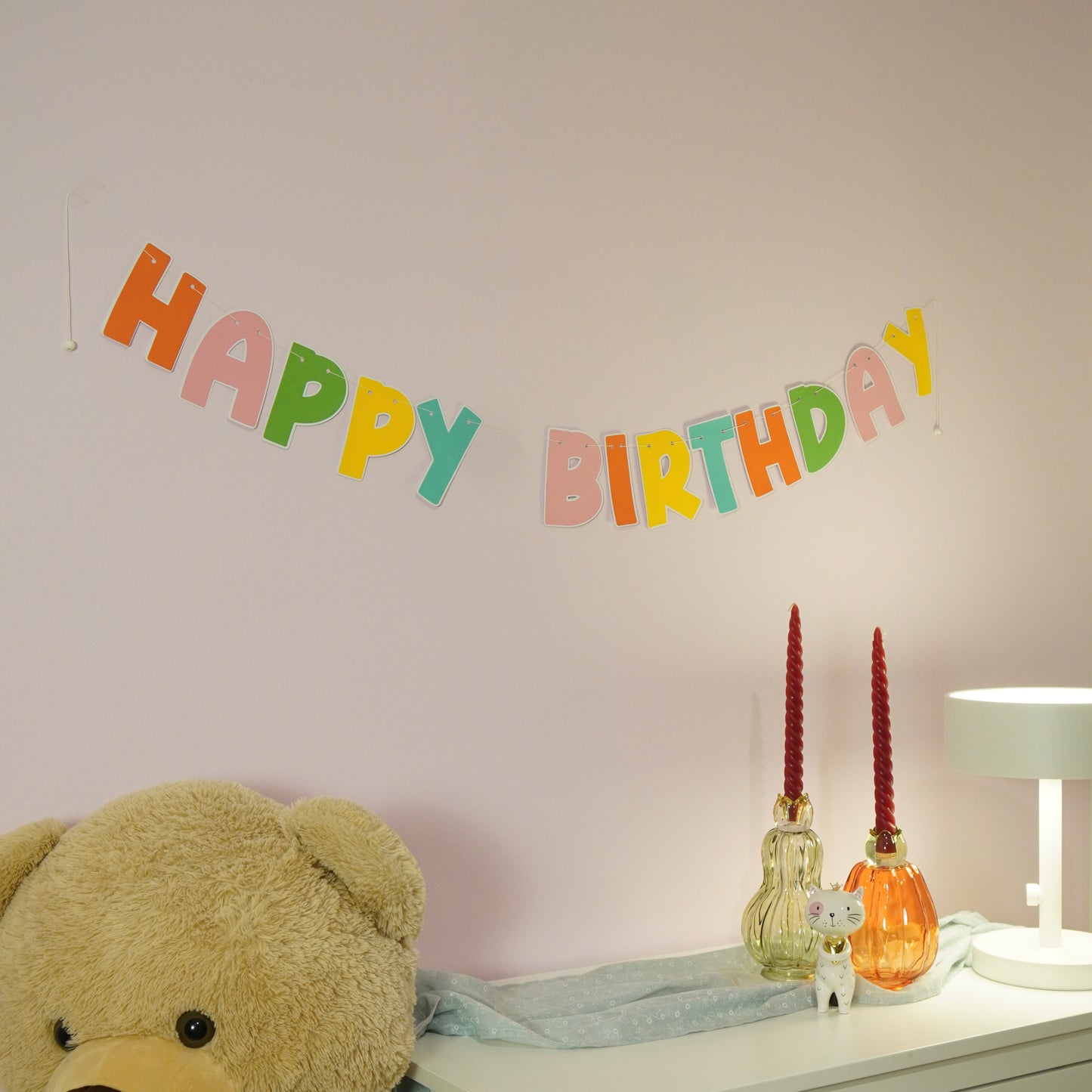 "Happy Birthday" Girlande in pastell