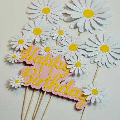 Kuchen Topper "Blumen" weiß