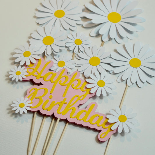 Kuchen Topper "Blumen" weiß