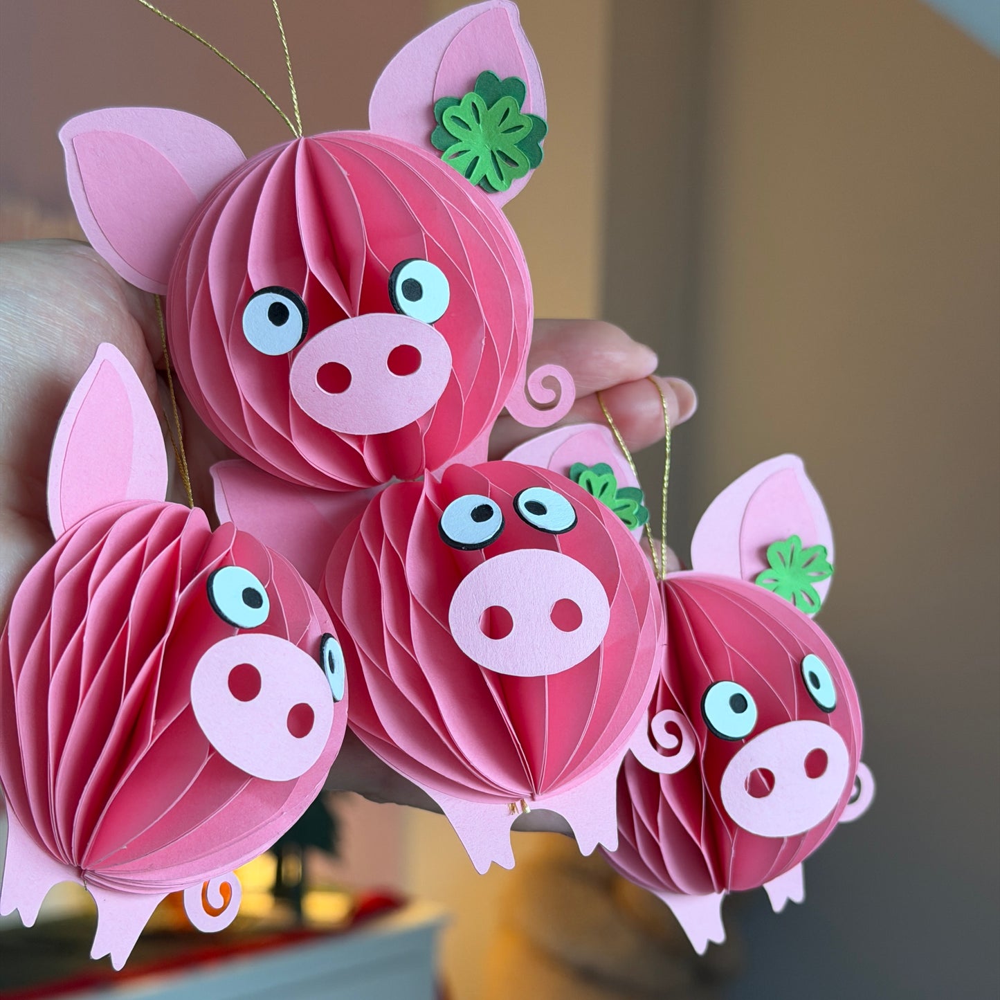 Wabenfigur Glücksschweinchen in 2-er Set - rosa