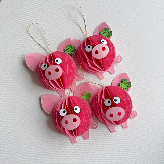 Wabenfigur Glücksschweinchen in 2-er Set - rosa