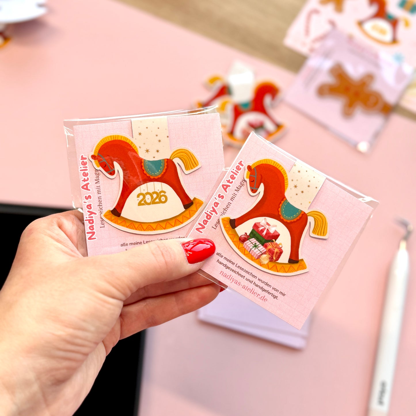 Lesezeichen mit Magnet "Schaukelpferd"