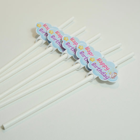 Strohhalme "Happy Birthday" Ponys 12-er Set