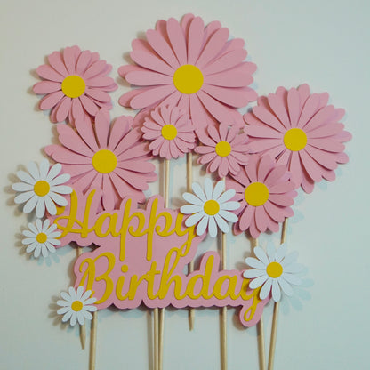 Kuchen Topper "Blumen" rosa