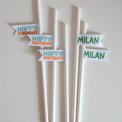Personalisierte Papierstrohhalme "Happy Birthday"