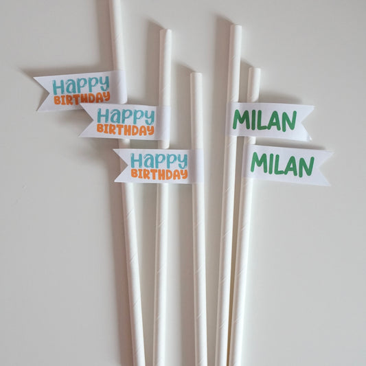Personalisierte Papierstrohhalme "Happy Birthday"