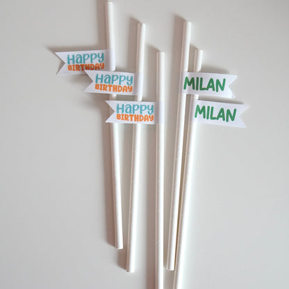Personalisierte Papierstrohhalme "Happy Birthday"
