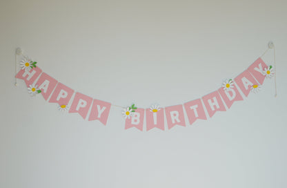 Girlande "Happy Birthday" Rosa – personalisierbar mit Namen