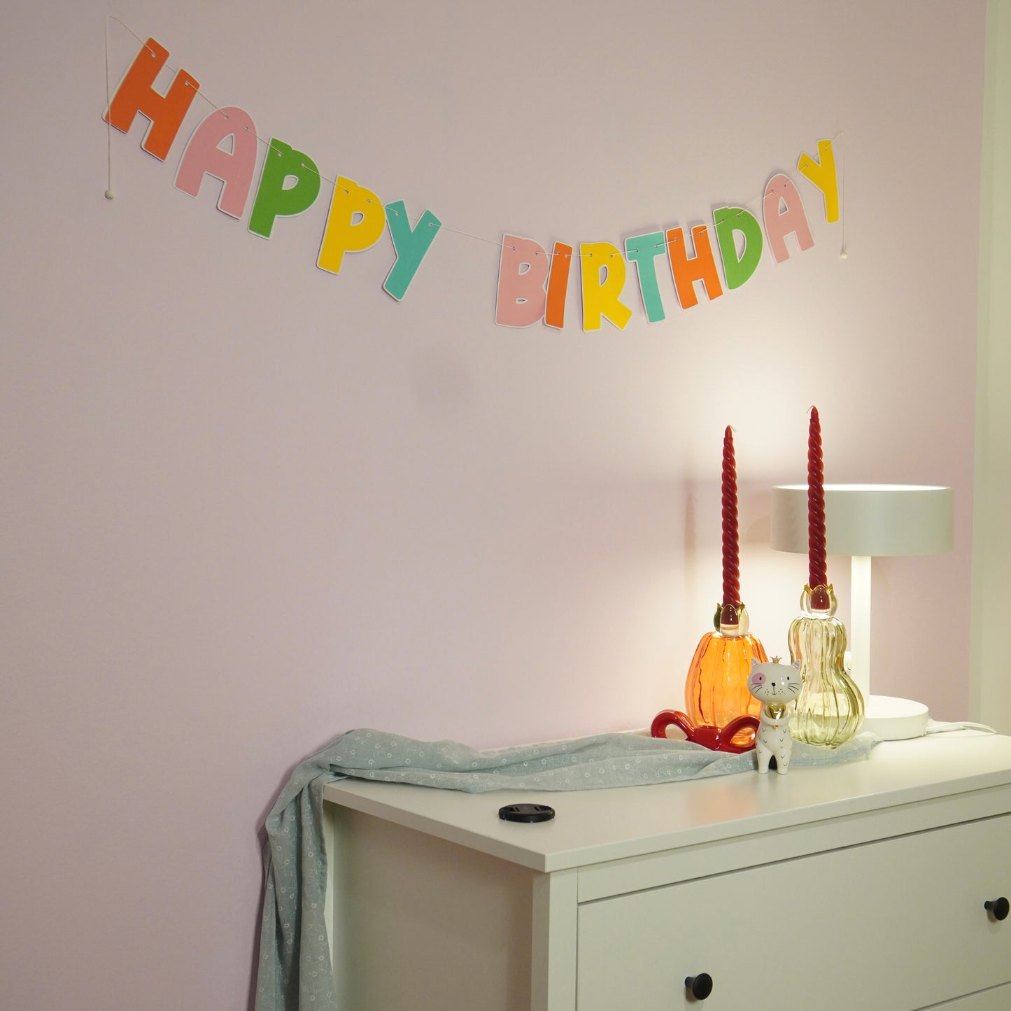 "Happy Birthday" Girlande in pastell