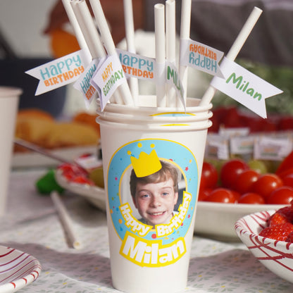 Personalisierte Papierstrohhalme "Happy Birthday"