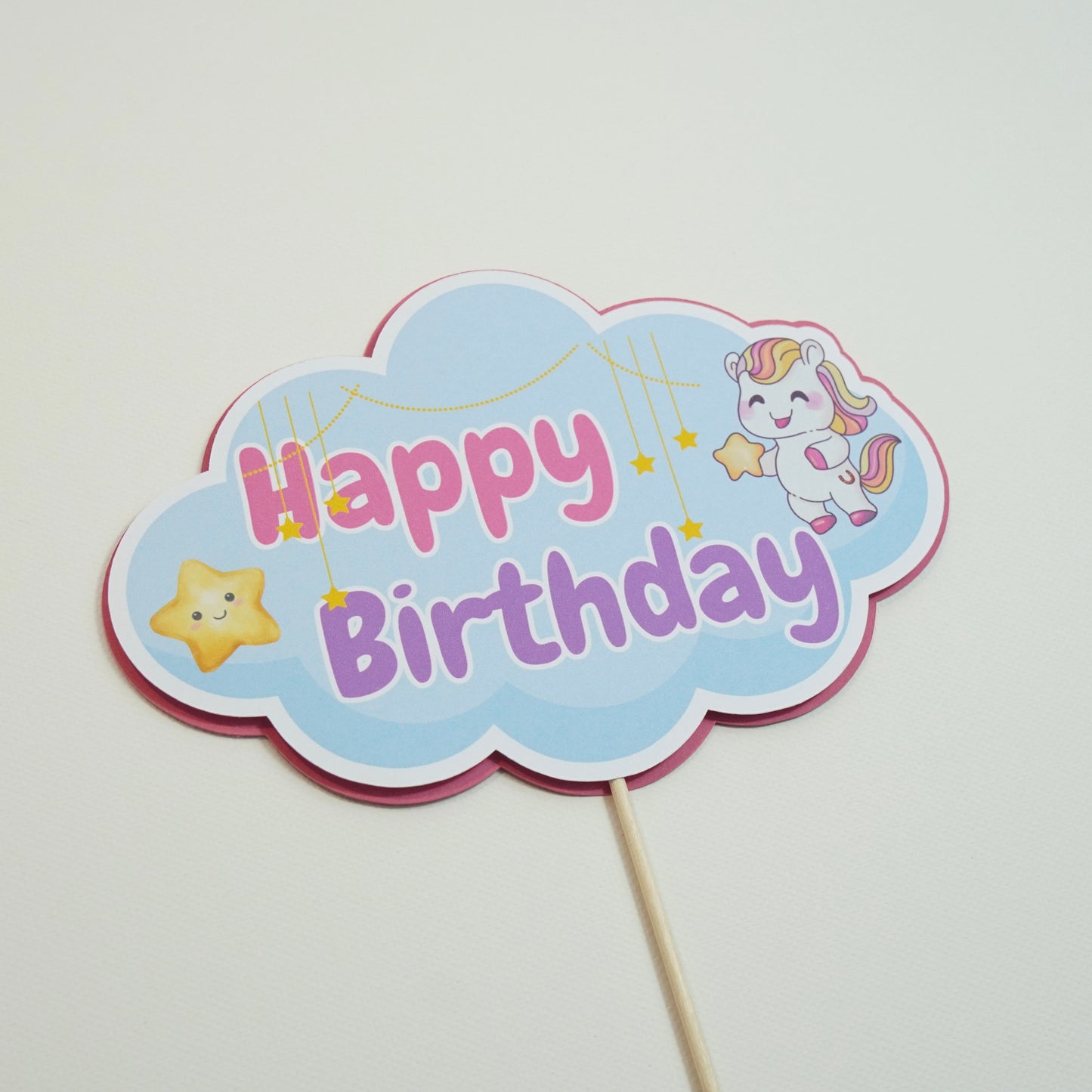 Kuchen Topper "Happy Birthday" Pony