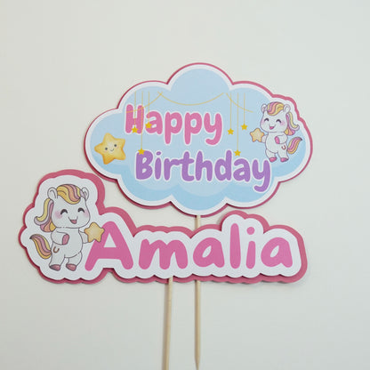 Kuchen Topper "Happy Birthday" Pony