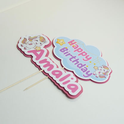 Kuchen Topper "Happy Birthday" Pony