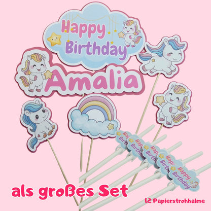 Kuchen Topper "Happy Birthday" Pony