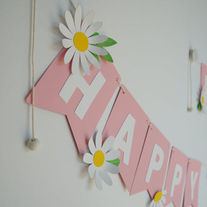 Girlande "Happy Birthday" Rosa – personalisierbar mit Namen