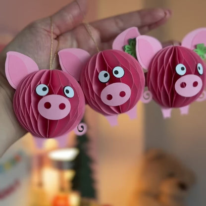 Wabenfigur Glücksschweinchen in 2-er Set - rosa