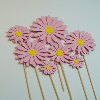 Kuchen Topper "Blumen" rosa