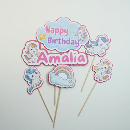 Kuchen Topper "Happy Birthday" Pony