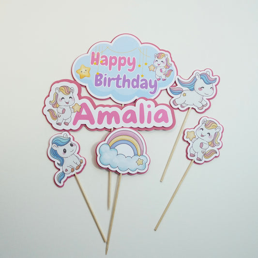 Kuchen Topper "Happy Birthday" Pony