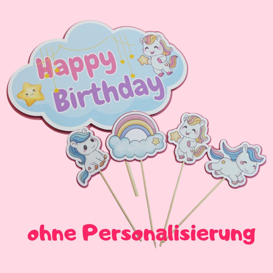 Kuchen Topper "Happy Birthday" Pony